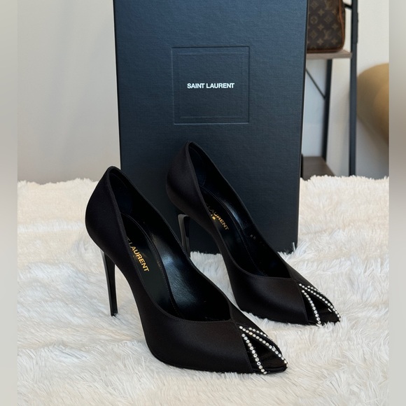 Saint Laurent Black Heels with Silver Accents - Picture 1 of 6